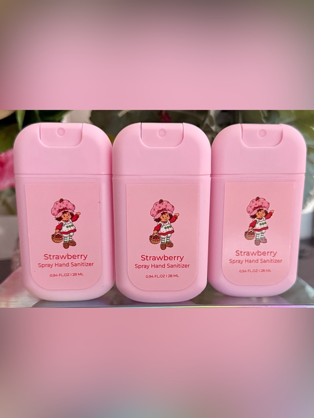 🆕🍓 STRAWBERRY SHORTCAKE STRAWBERRY SCENTED 3-PIECE HAND SANITIZER SET. NEW.